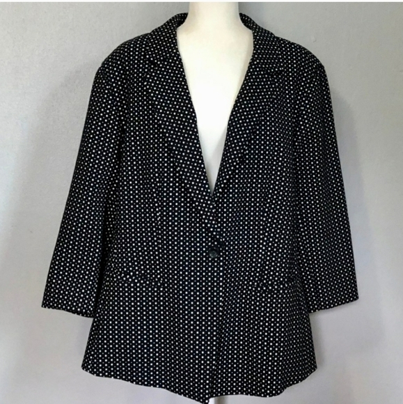 Lane Bryant Black & White Polka Dot Blazer, 26 - Picture 2 of 11